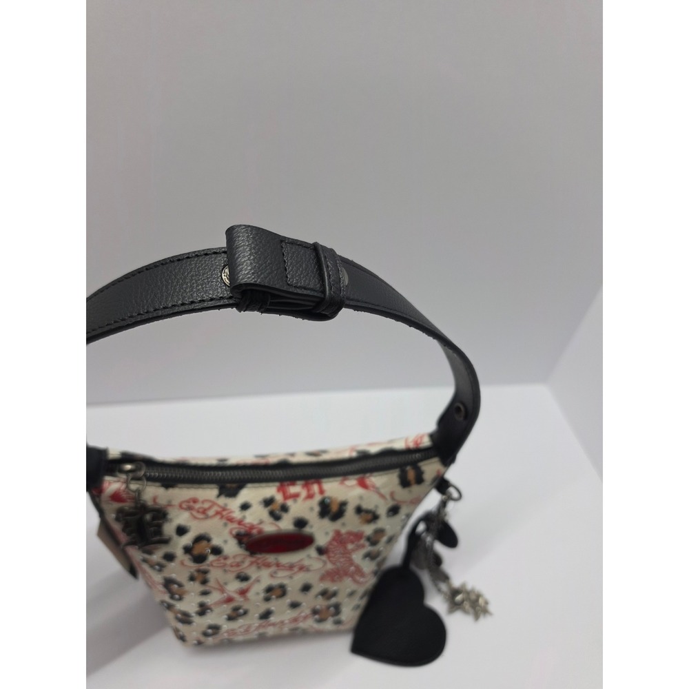Ed Hardy Leopard Tattoo Print Rhinestone Shoulder Bag Y2K Streetwear New - Picture 5 of 6